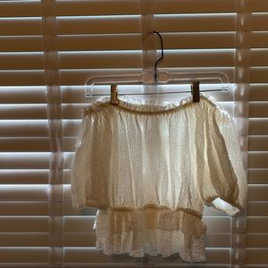 Pookie&Sebastian White Off the Shoulder Top